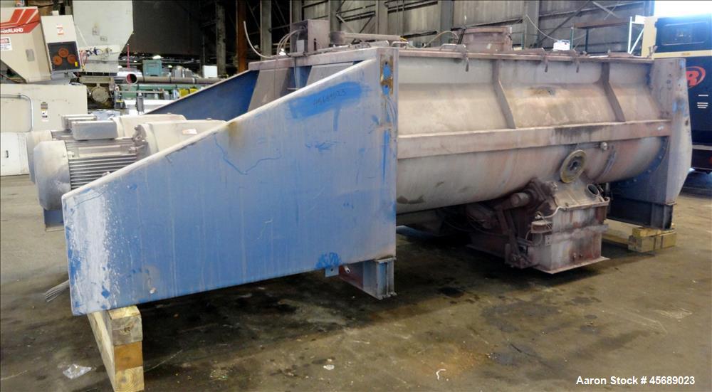 Used Van den Berg BMW Ribbon Blender, Model 1000-V-Omega, 304 Stainless Steel, Approximate 176 Cubic Feet. 5000 Liter maximum capacity. Non-jacketed trough approximate 129" long x 79" wide x 35" deep...