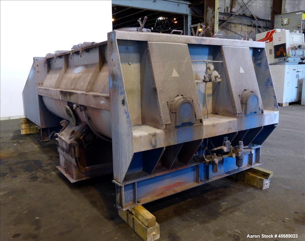 Used Van den Berg BMW Ribbon Blender, Model 1000-V-Omega, 304 Stainless Steel, Approximate 176 Cubic Feet. 5000 Liter maximum capacity. Non-jacketed trough approximate 129" long x 79" wide x 35" deep...