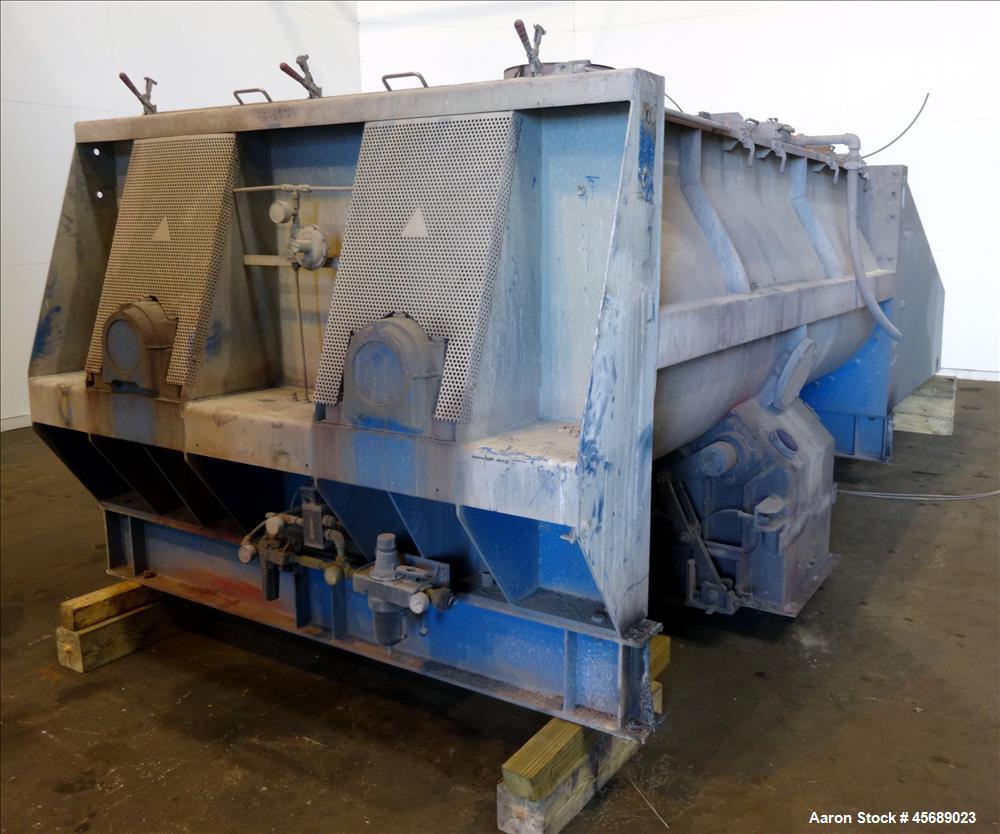 Used Van den Berg BMW Ribbon Blender, Model 1000-V-Omega, 304 Stainless Steel, Approximate 176 Cubic Feet. 5000 Liter maximum capacity. Non-jacketed trough approximate 129" long x 79" wide x 35" deep...