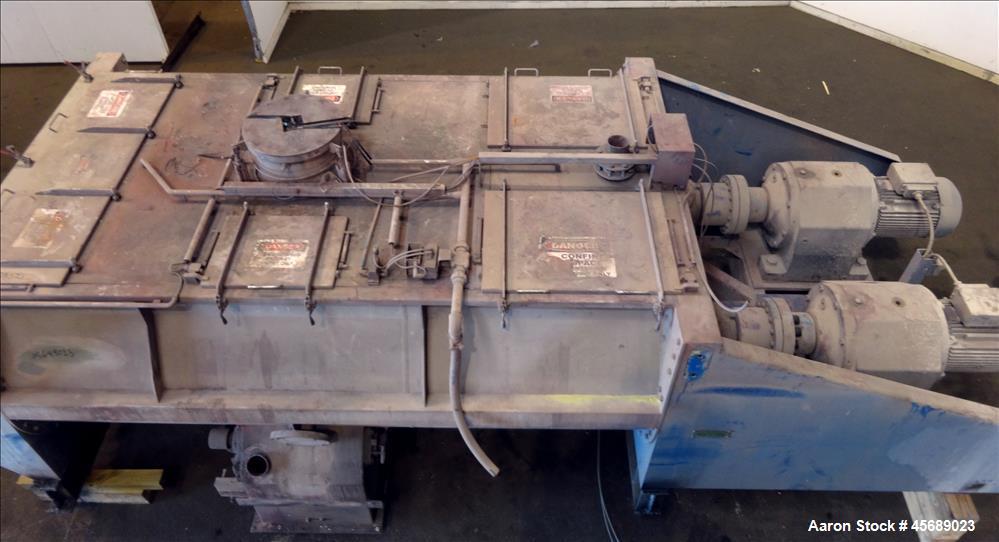 Used Van den Berg BMW Ribbon Blender, Model 1000-V-Omega, 304 Stainless Steel, Approximate 176 Cubic Feet. 5000 Liter maximum capacity. Non-jacketed trough approximate 129" long x 79" wide x 35" deep...