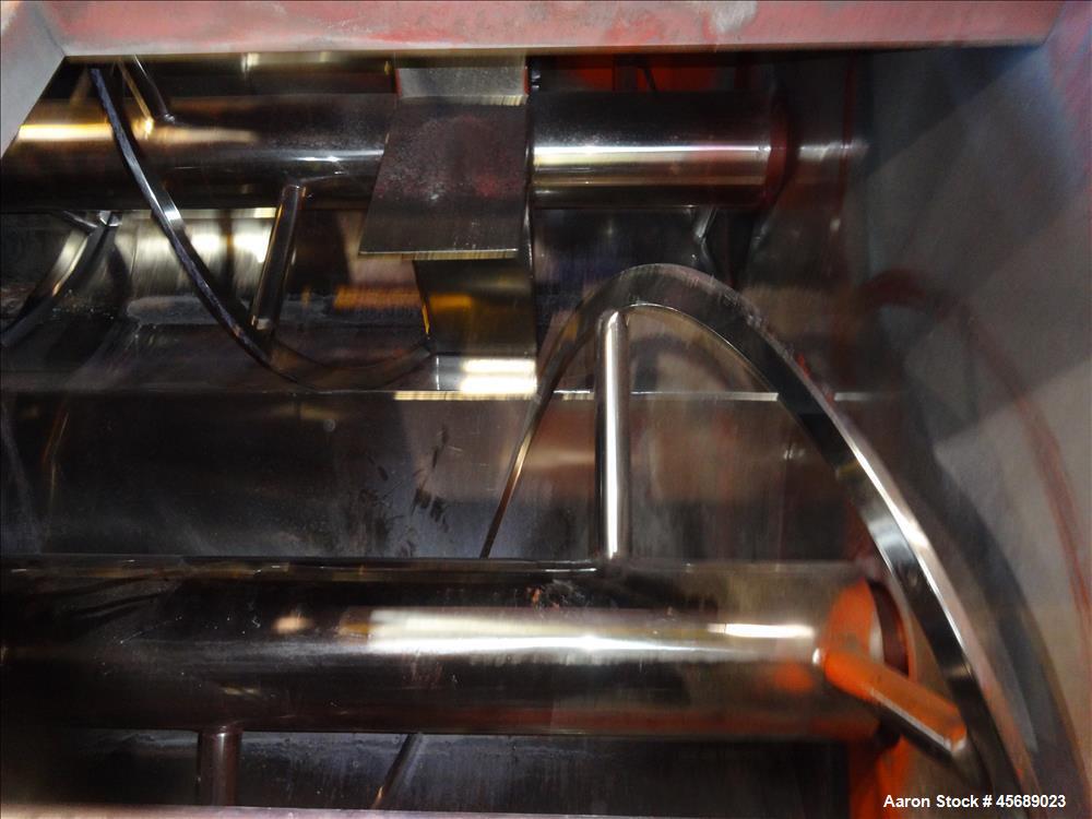 Used Van den Berg BMW Ribbon Blender, Model 1000-V-Omega, 304 Stainless Steel, Approximate 176 Cubic Feet. 5000 Liter maximum capacity. Non-jacketed trough approximate 129" long x 79" wide x 35" deep...