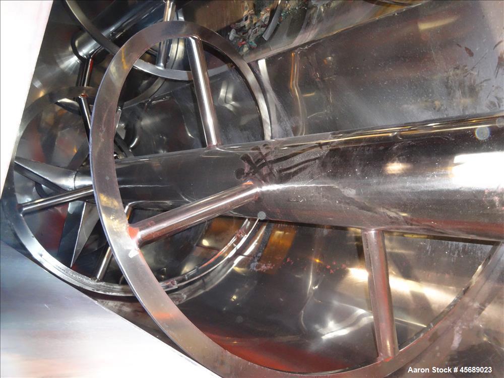 Used Van den Berg BMW Ribbon Blender, Model 1000-V-Omega, 304 Stainless Steel, Approximate 176 Cubic Feet. 5000 Liter maximum capacity. Non-jacketed trough approximate 129" long x 79" wide x 35" deep...