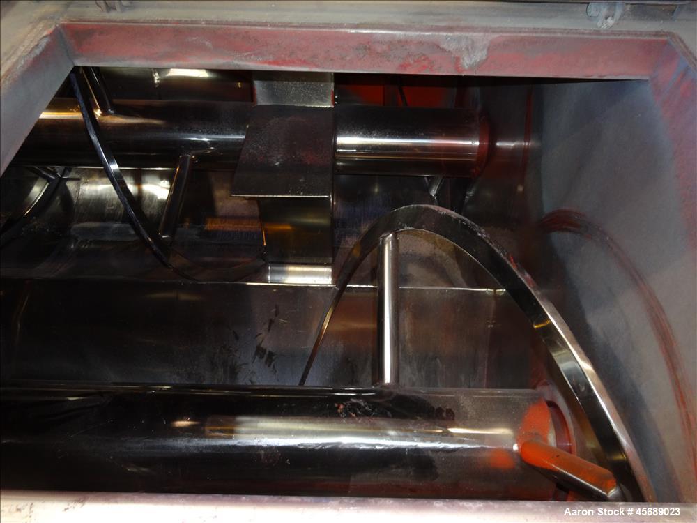Used Van den Berg BMW Ribbon Blender, Model 1000-V-Omega, 304 Stainless Steel, Approximate 176 Cubic Feet. 5000 Liter maximum capacity. Non-jacketed trough approximate 129" long x 79" wide x 35" deep...