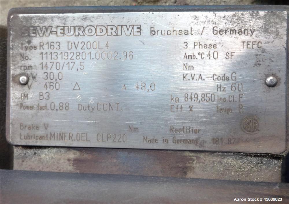 Used Van den Berg BMW Ribbon Blender, Model 1000-V-Omega, 304 Stainless Steel, Approximate 176 Cubic Feet. 5000 Liter maximum capacity. Non-jacketed trough approximate 129" long x 79" wide x 35" deep...