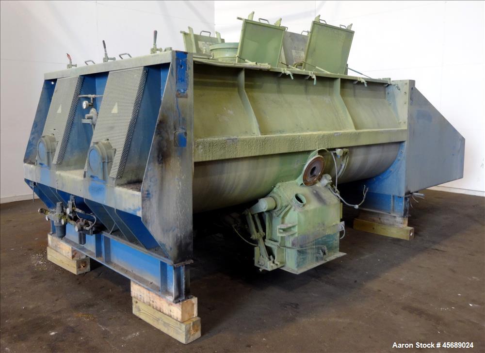 Used Van den Berg BMW Ribbon Blender, Model 1000-V-Omega, 304 Stainless Steel, Approximate 176 Cubic Feet. 5000 Liter maximum capacity. Non-jacketed trough approximate 129" long x 79" wide x 35" deep...