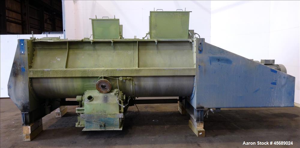 Used Van den Berg BMW Ribbon Blender, Model 1000-V-Omega, 304 Stainless Steel, Approximate 176 Cubic Feet. 5000 Liter maximum capacity. Non-jacketed trough approximate 129" long x 79" wide x 35" deep...