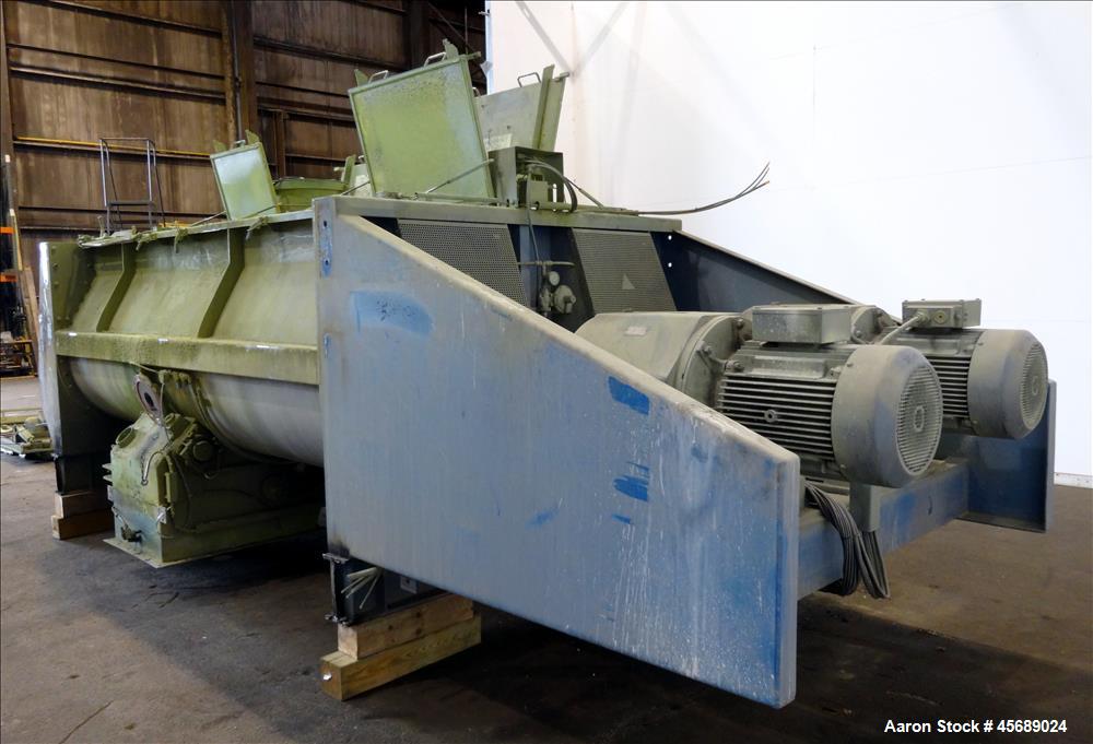 Used Van den Berg BMW Ribbon Blender, Model 1000-V-Omega, 304 Stainless Steel, Approximate 176 Cubic Feet. 5000 Liter maximum capacity. Non-jacketed trough approximate 129" long x 79" wide x 35" deep...