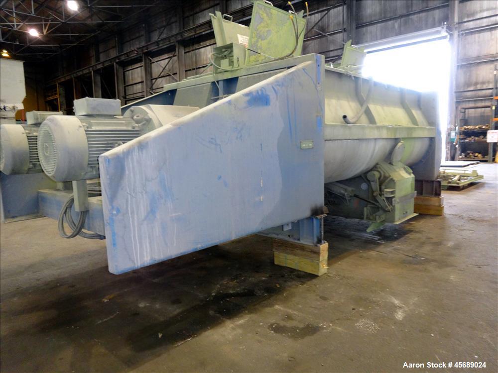 Used Van den Berg BMW Ribbon Blender, Model 1000-V-Omega, 304 Stainless Steel, Approximate 176 Cubic Feet. 5000 Liter maximum capacity. Non-jacketed trough approximate 129" long x 79" wide x 35" deep...