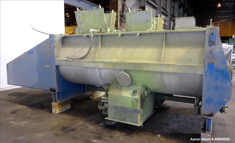 Used Van den Berg BMW Ribbon Blender, Model 1000-V-Omega, 304 Stainless Steel, Approximate 176 Cubic Feet. 5000 Liter maximum capacity. Non-jacketed trough approximate 129" long x 79" wide x 35" deep...