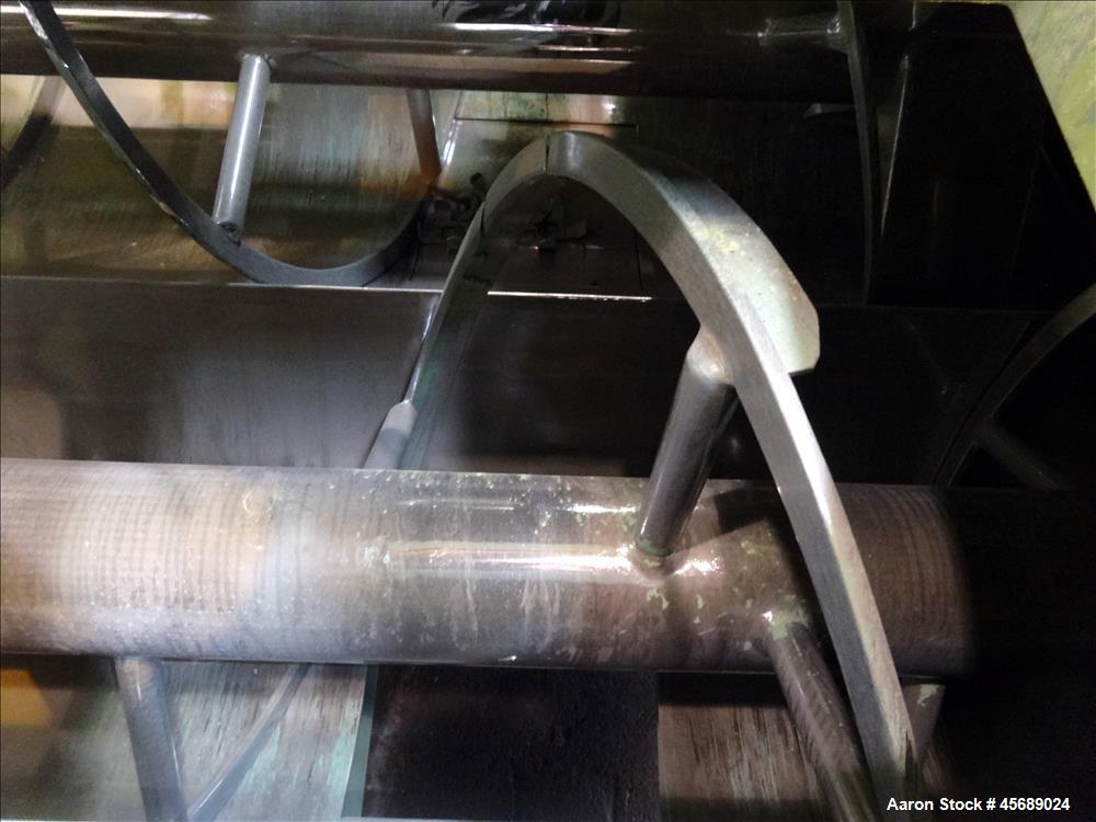 Used Van den Berg BMW Ribbon Blender, Model 1000-V-Omega, 304 Stainless Steel, Approximate 176 Cubic Feet. 5000 Liter maximum capacity. Non-jacketed trough approximate 129" long x 79" wide x 35" deep...