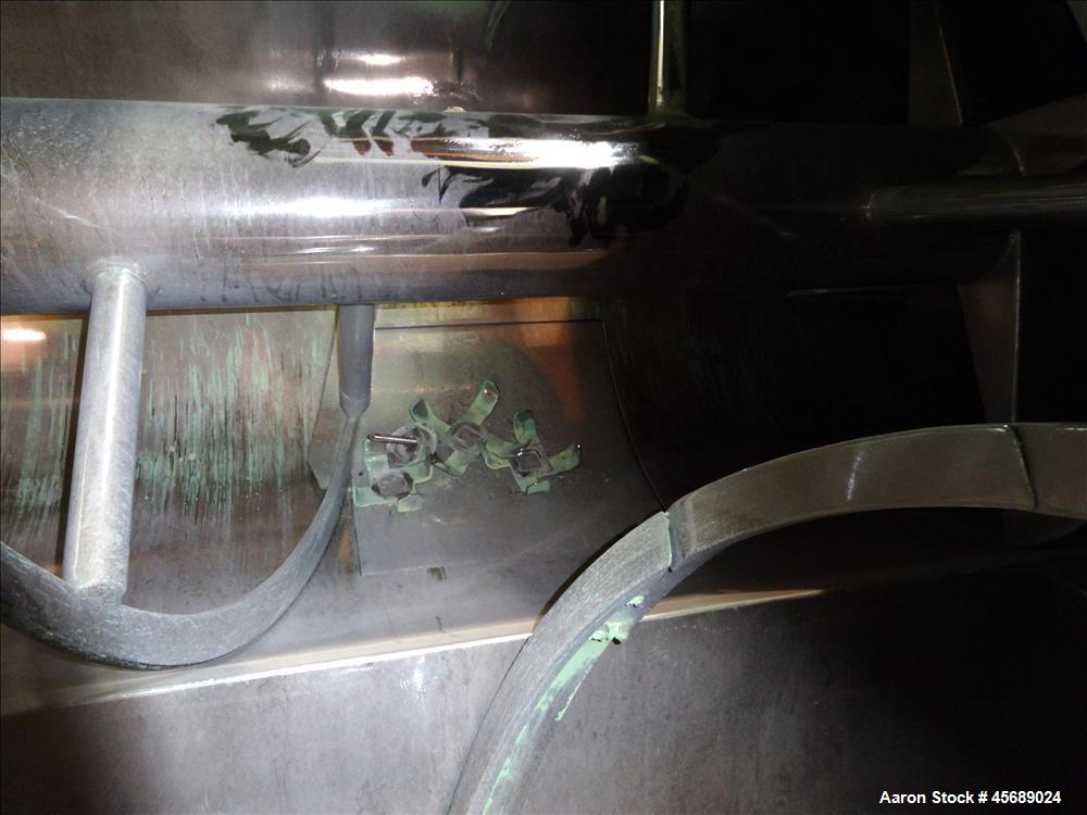 Used Van den Berg BMW Ribbon Blender, Model 1000-V-Omega, 304 Stainless Steel, Approximate 176 Cubic Feet. 5000 Liter maximum capacity. Non-jacketed trough approximate 129" long x 79" wide x 35" deep...