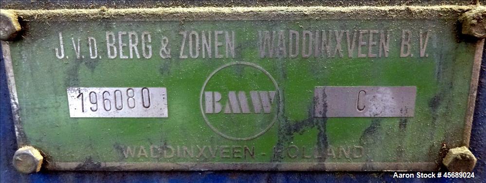 Used- Van den Berg BMW Ribbon Blender, Model 1000-V-Omega, 304 Stainless Steel, Approximate 176 Cubic Feet. 5000 Liter maxim...