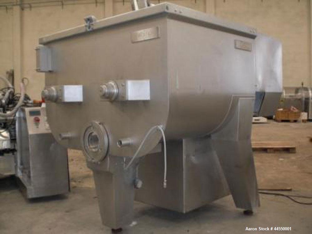 Used Wolfking Model TSMG 2500-250 Twin Shaft Grinder-Mixer.  Capacity 88 cubic feet (2500 liters).  Unit dimensions: 11.4' x 5.5' x 6.4' (3480mm x 1692mm x 1952mm).  Comprised of: One mixer section, ...