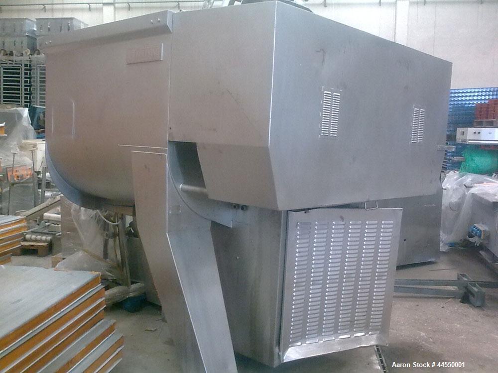Used Wolfking Model TSMG 2500-250 Twin Shaft Grinder-Mixer.  Capacity 88 cubic feet (2500 liters).  Unit dimensions: 11.4' x 5.5' x 6.4' (3480mm x 1692mm x 1952mm).  Comprised of: One mixer section, ...