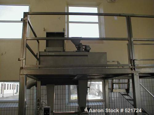 USED: Wolfking ribbon blender. Material of construction is stainless steel on product contact parts. Food grade. 26.5 cu ft (750 liter) capacity. Non-jacketed, not rated for vacuum. One removable end...