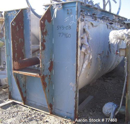 Used Young Industries Double Spiral Ribbon Blender, 150 Cubic Feet, Stainless Steel. Jacketed trough 53" wide x 114" long x 59" deep, rated 25 psi at 298 deg F. 1.75" x 1" outer ribbon, 1.75" x .75" ...