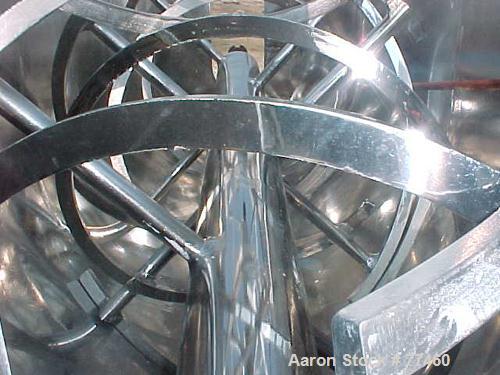 Used Young Industries Double Spiral Ribbon Blender, 150 Cubic Feet, Stainless Steel. Jacketed trough 53" wide x 114" long x 59" deep, rated 25 psi at 298 deg F. 1.75" x 1" outer ribbon, 1.75" x .75" ...