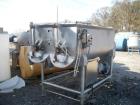 Used- Ribbon Mixer, approximately 50 Cubic Feet.  Twin shaft, stainless steel. Trough measures 52