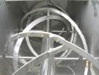 Used Double Spiral Ribbon Blender, 64 cubic feet working capacity, 304 stainless steel. Non-jacketed trough 36