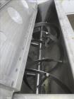 Used MAP s.r.l Double Spiral Ribbon Blender, Approximate 65 Cubic Feet, 304 Stainless Steel. Carbon steel dimple jacketed trough approximate 41