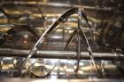 Used Aaron Process IMB-15 Ribbon Blender, 15 cubic feet capacity. Constructed of stainless steel material on all product contact areas, all external stiffeners, legs, ribs and supports. Inside trough...