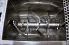 Unused- Aaron Process 1 Cubic Foot Ribbon Blender. Type 304 Stainless Steel. All external stiffeners, legs, ribs and supports are constructed of 304 SS. Inside trough measures 11