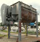 Used Aaron Process Double Spiral Ribbon Blender, 100 cubic feet working capacity (116 total), Model NR100, 304 Stainless Steel. Dimple jacketed trough 48