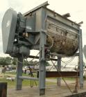 Used Aaron Process Double Spiral Ribbon Blender, 100 cubic feet working capacity (116 total), model NR100, 304 stainless steel. Dimple jacketed trough 48