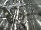 Used Aaron Process Double Spiral Ribbon Blender, 100 cubic feet working capacity (116 total), model NR100, 304 stainless steel. Dimple jacketed trough 48