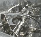 Used Aaron Process Double Spiral Ribbon Blender, 100 cubic feet working capacity (116 total), model NR100, 304 stainless steel. Dimple jacketed trough 48