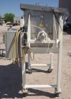 Used Aaron Process Double Spiral Ribbon Blender, 14 Cubic Feet Working Capacity, 304 Stainless Steel. Dimple jacketed trough 24
