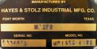 Used Hayes & Stolz Double Spiral Ribbon Blender, 15 cubic feet working capacity, model HR15SS-1193, 304 stainless steel. Non-jacketed trough 26