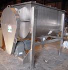 Used Aaron Process Ribbon Blender, Model IMB 75, WORKING CAPACITY: 75 cubic feet. TROUGH: Constructed of stainless steel material on all product contact areas, all external stiffeners, legs, ribs and...