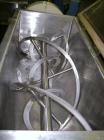 Used J.H. Day Double Spiral Ribbon Blender, Model B, 5 cubic feet working capacity (6 total), stainless steel. Non-jacketed trough 17