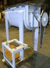 Used J.H. Day Double Spiral Ribbon Blender, model C, 10.8 cubic feet working capacity (12.5 total), 304 stainless steel. Carbon steel jacketed trough 21