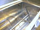 Used J.H. Day Double Spiral Ribbon Blender, model C, 10.8 cubic feet working capacity (12.5 total), 304 stainless steel. Carbon steel jacketed trough 21