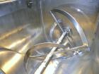 Used J.H. Day Double Spiral Ribbon Blender, model C, 10.8 cubic feet working capacity (12.5 total), 304 stainless steel. Carbon steel jacketed trough 21