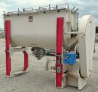 Used J.H. Day Double Spiral Ribbon Blender, 79 cubic root working capacity. 304 stainless steel clad; carbon steel outside.  Non-jacketed trough 40