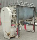 Used J.H. Day Double Spiral Ribbon Blender, 79 cubic root working capacity. 304 stainless steel clad; carbon steel outside.  Non-jacketed trough 40