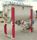 Used J.H. Day Double Spiral Ribbon Blender, 79 cubic root working capacity. 304 stainless steel clad; carbon steel outside.  Non-jacketed trough 40