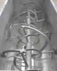 Used J.H. Day Double Spiral Ribbon Blender, 79 cubic root working capacity. 304 stainless steel clad; carbon steel outside.  Non-jacketed trough 40