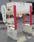 Used J.H. Day Double Spiral Ribbon Blender, 17.8 cubic foot working capacity. 304 stainless steel clad; carbon steel outside.  Non-jacketed trough 24
