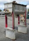 Used J.H. Day Double Spiral Ribbon Blender, 17.8 cubic foot working capacity. 304 stainless steel clad; carbon steel outside.  Non-jacketed trough 24