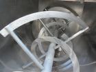 Used J.H. Day Double Spiral Ribbon Blender, 17.8 cubic foot working capacity. 304 stainless steel clad; carbon steel outside.  Non-jacketed trough 24