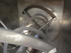 Used J.H. Day Double Spiral Ribbon Blender, 17.8 cubic foot working capacity. 304 stainless steel clad; carbon steel outside.  Non-jacketed trough 24