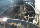 Used J.H. Day Double Spiral Ribbon Blender, 270 cubic feet working capacity (298 total), carbon steel. Jacketed trough 60