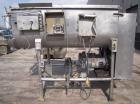 Used Mepaco Twin Shaft Ribbon Mixer. Approximately 116 cubic feet and 2000 pound capacity, 304 stainless steel. Non- jacketed trough approximately 84