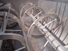 Used Mepaco Twin Shaft Ribbon Mixer. Approximately 116 cubic feet and 2000 pound capacity, 304 stainless steel. Non- jacketed trough approximately 84