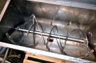 Used Ribbon Blender, 15 Cubic Feet, 304 Stainless Steel. Non-jacketed trough 25” wide x 48” long x approximately 28” deep. 2-1/2” Diameter shaft, inner ribbon 1-1/2” wide x 3/16” thick, outer ribbon ...