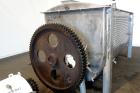 Used Mueller Double Spiral Ribbon Blender, 220 cubic feet working capacity, 304 stainless steel.  304 Stainless steel non-code dimple jacketed trough 60